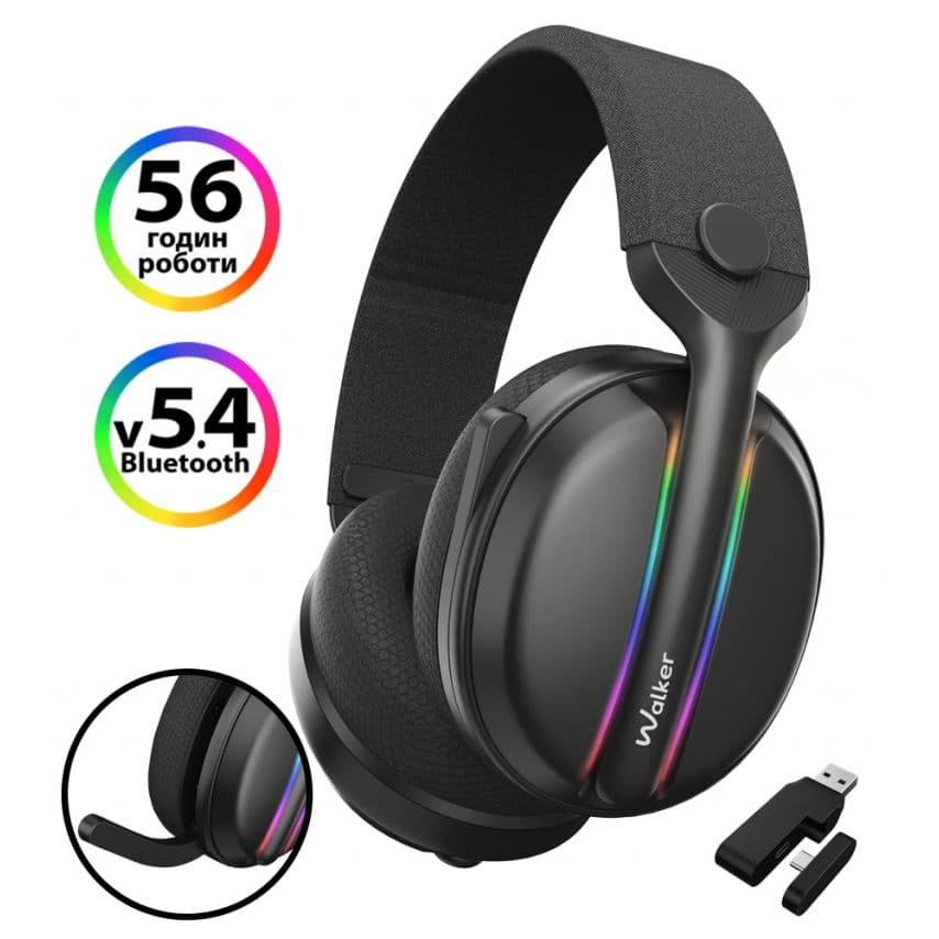Ігрові навушники Bluetooth WALKER WBT-83 black