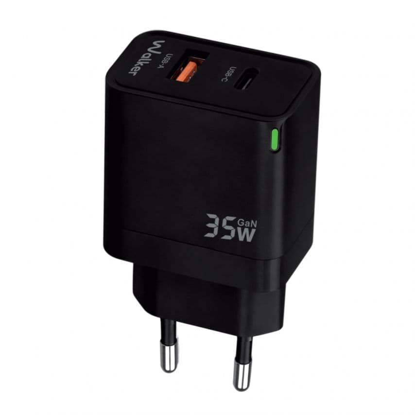 Мережевий зарядний пристрій (адаптер) WALKER WH-43 35W GAN PD_35W / QC3.0_30W black