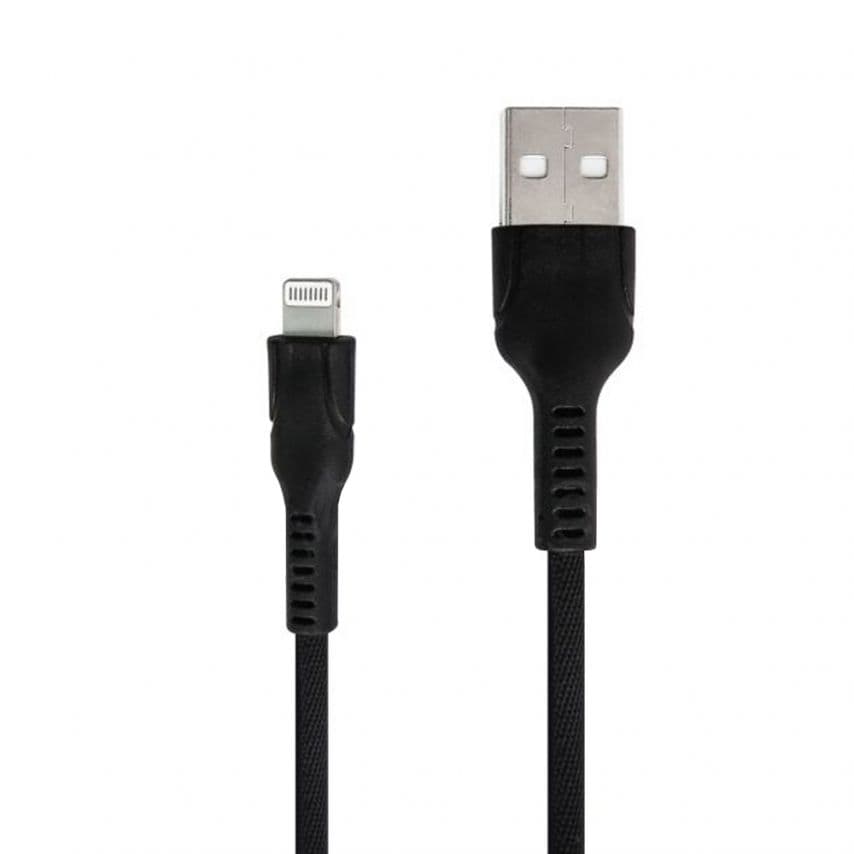 Кабель USB Lightning круглий тканинний black (тех.пак.)