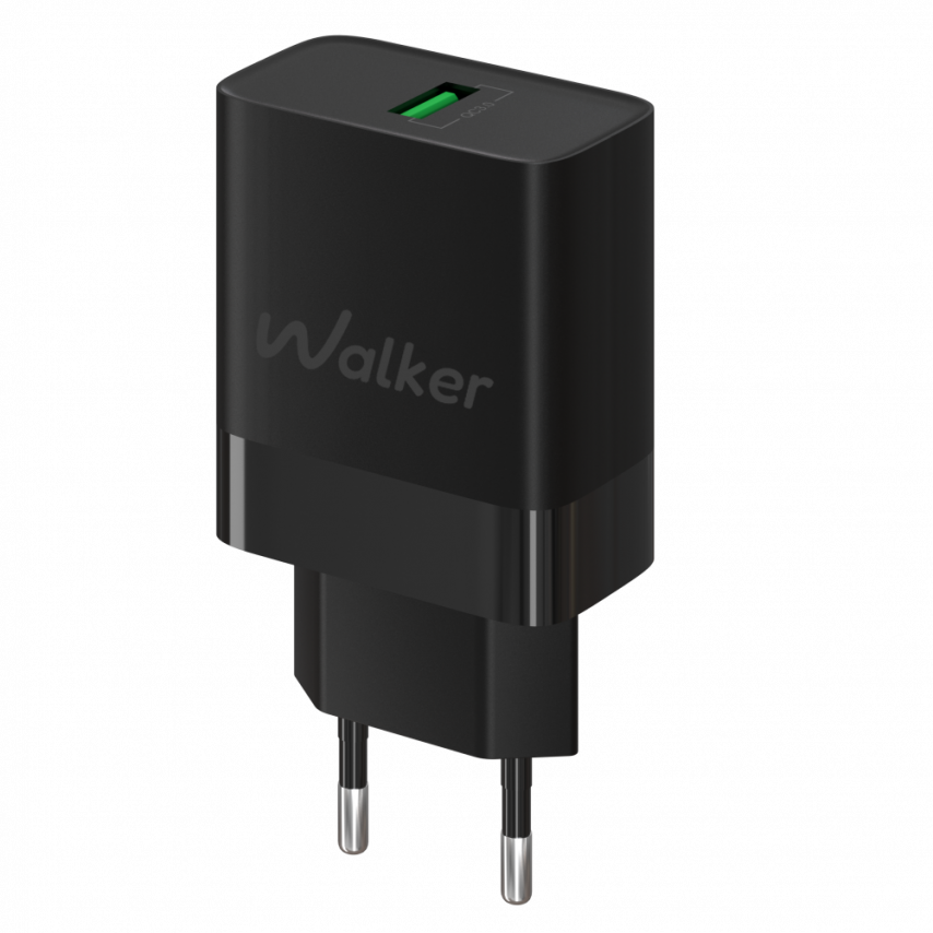 Мережевий зарядний пристрій (адаптер) WALKER WH-35 1USB / QC3.0 / 3A / 18W black