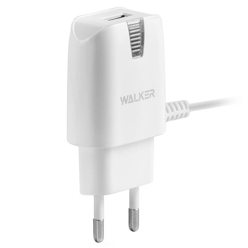 Мережевий зарядний пристрій (адаптер) 2в1 WALKER WH-22 1USB / 2A + Data Cable USB to Micro white
